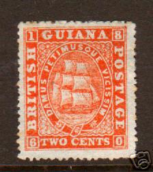 Brit Guiana Sc 59 MLH. 1875 2c Seal of the Colony