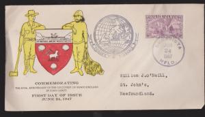 Newfoundland - Scott # 270 FDC - 450th Anniversary Of John Cabot Discovery