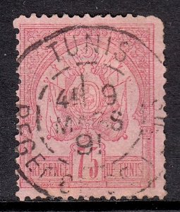 Tunisia - Scott #7 - Used - Short perf & rnd. cnr. UR, pulled perf - SCV $95