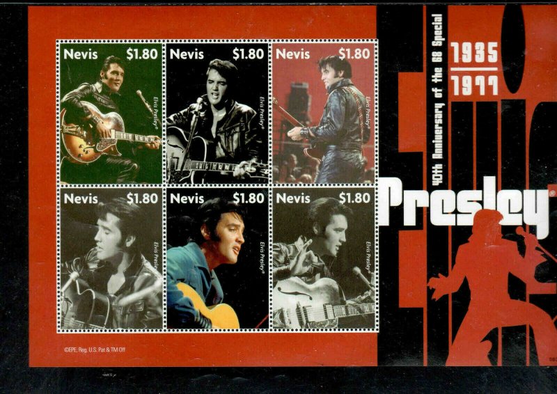 NEVIS #1539  2008   ELVIS PRESLEY    MINT VF NH  O.G  SHT 6