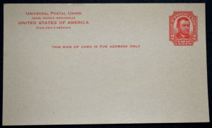 1911 US Sc. #UX25 postal card, 2 cent, mint, fair condition