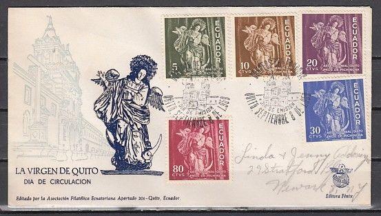 Ecuador, Scott cat. 651-655. Virgin of Quito issue on a First day cover