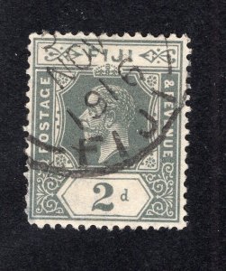 Fiji 1914 2p gray George V, Scott 82 used, value = 25c