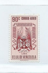 VENEZUELA 1952 STATE OF LARA AIRMAIL  90C ROSE SCOTT C418 MINT HINGED