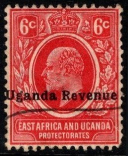 Vintage Uganda Revenue 6 Cents King Edward VII Used