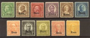 U.S. #658-68 Mint NH BEAUTY Set - 1929 Kansas Ovpts