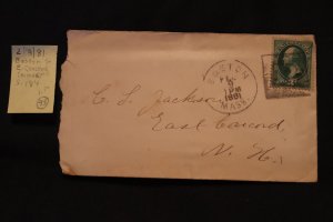 Scott US 184 on cover Boston (12 in sq) to E. Concord NH (#95)