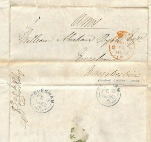 GB Official Cover EL INLAND REVENUE Printed Contents Worcs Evesham 1850 FF99