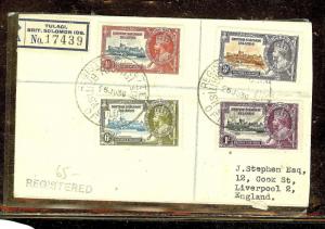 BRITISH SOLOMON ISLANDS (P2110B)  SILVER JUBILEE SET ON REG COVER TO ENGLAND