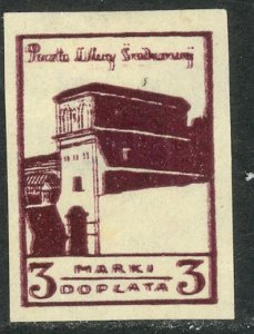 CENTRAL LITHUANIA 1920-21 3m Postage Due DBL IMPRESSION OVERLAPPED Sc J4v MNGAP