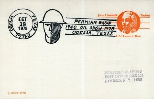 US POSTAL CARD SPECIAL PICTORIAL POSTMARK PERMIAN BASIN ODESSA TEXAS 1978 Type 3