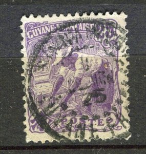 FRENCH COLONIES; GUYANE 1920s early Pictorial type used 25c. value + Postmark