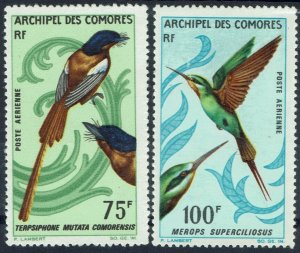 FRENCH COMORES 1967 BIRD AIRMAIL 75F AND 100F MNH **