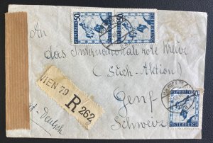 1946 Vienna Austria Censored Registered Cover To Red Cross Geneva Switzerland