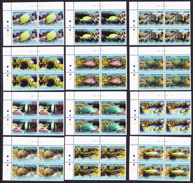 Penrhyn Fish Definitives Part 2 12v T1 Corner Blocks of 4 2013 MNH