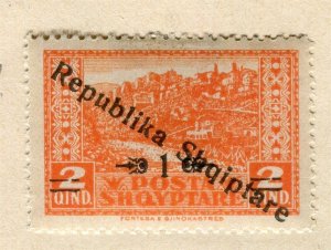 ALBANIA; 1925 early Pictorial issue + REP. SHQIPTARE Optd. Mint hinged 1q.