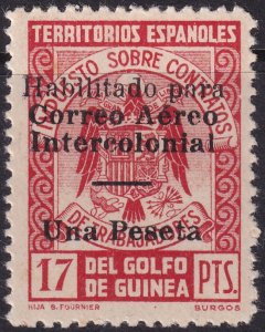 Spanish Guinea 1941 Sc C1 air post MNH** streaky gum shorter overprint bar