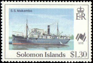 Solomon Islands #618-621, Complete Set(4), 1988, Ships, Never Hinged