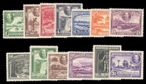 British Guiana #210-222 Cat$174, 1934 George V, complete set, lightly hinged