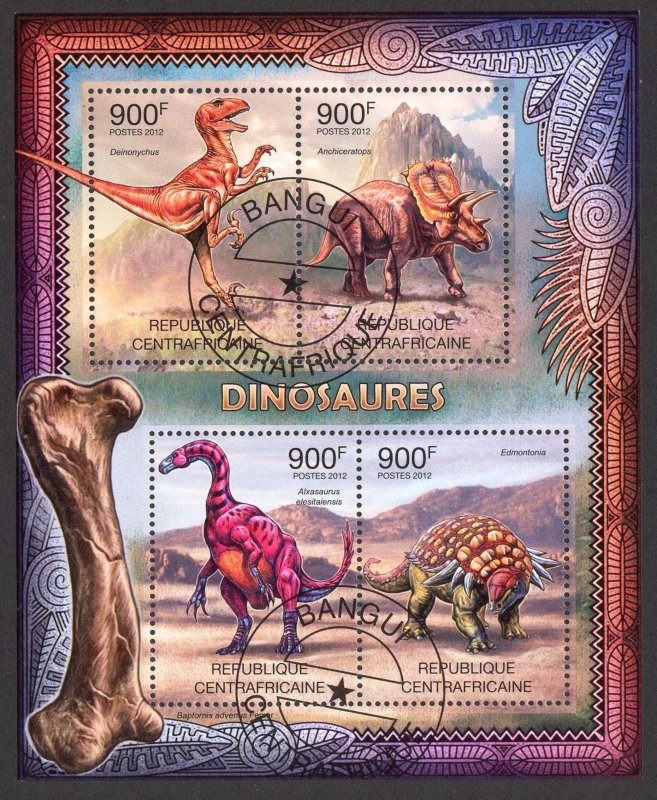 Central African Republic 2012 Dinosaurs Sheet Used / CTO