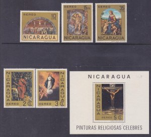 Nicaragua C649-C654 MNH 1968 Various Paintings Full Airmail set w/Souvenir Sheet