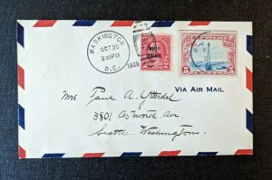 1928 Washington DC FDC 646 Airmail Cover to Seattle Washington Overprint