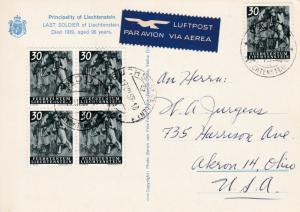 Liechtenstein 1957 Tourist Post Card. The Last Soldier colorful VF Card