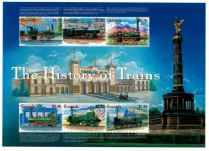 Grenada 2001 - Trains Railroads - Sheet Of 6 Stamps - Scott #3040 - MNH