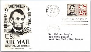 US FIRST DAY COVER 25c AIRMAIL POSTAGE ON FLEETWOOD CACHET CRAFT 1960