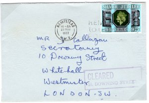 GB Cover UNUSUAL CACHET ANTI-TERRORIST Measure Addressed PM Downing St 1977 7.22