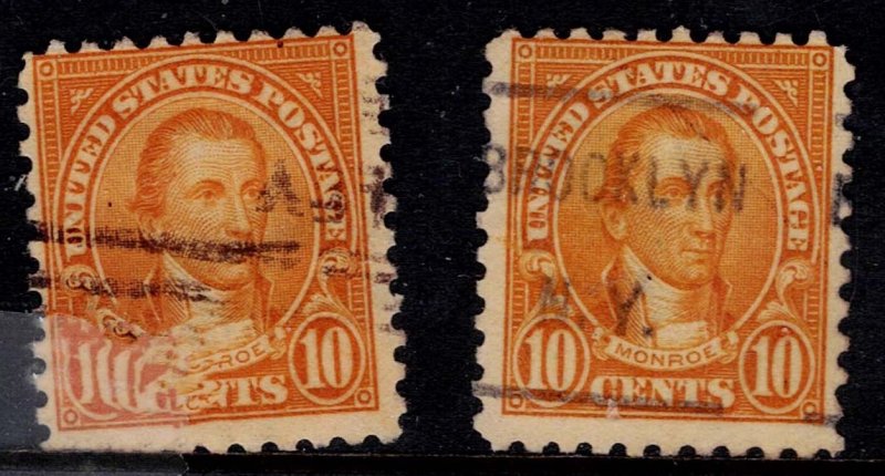 U.S. 591 USED NH TWO SINGLES AS SHOWN (V4676)