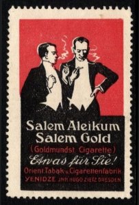 1930's Germany Poster Stamp Aleikum Salem Gold (Gold-Mouthed Cigarette)