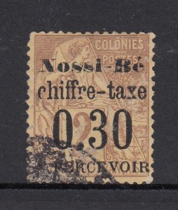Nossi-Be #J2, 0.30 Postage Due overprint, Used, small creases & thin, Scott $300