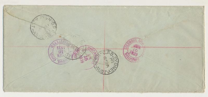 PAPUA -USA 1939 REG. OHMS COVER WITH 1sh6d AIRS, SECOND NOTICECACHET(SEE BELOW