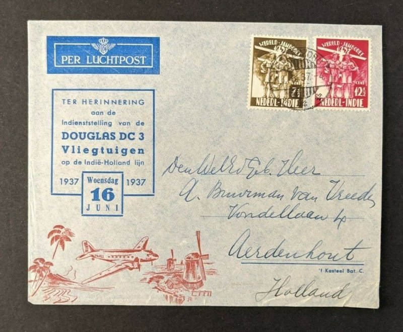 1937 Boy Scout Airmail Cover Buitenzorg Netherlands to Holland