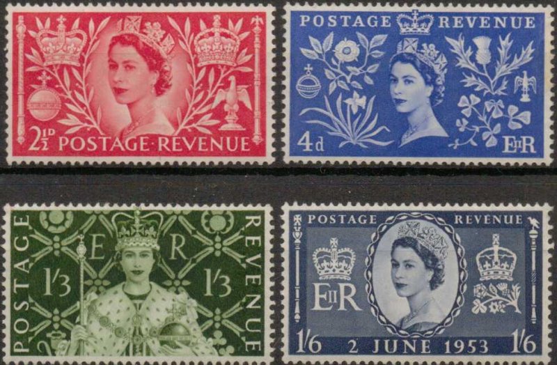 GB (1M) - 1953 Sg532-Sg535 Coronation Pre-Decimal Set, Mint (NH)