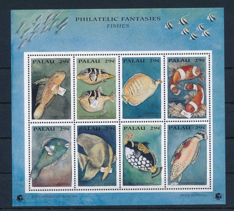 [35278] Palau 1994 Marine life fish deliver mail Miniature Sheet MNH