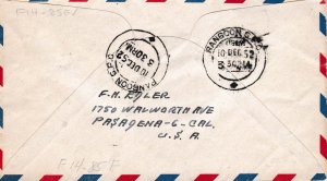 U.S. 1952 5c. Air Mail Envelope + 25c C36 Pan Am. Airways First Flight  Rangoon