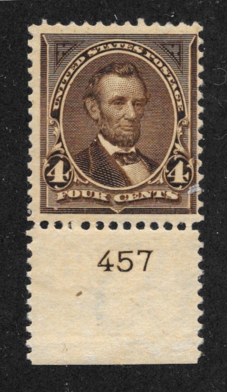 269 MNH, 4c. Lincoln,  Plate # Single,  scv: $80,  FREE INSURED SHIPPING