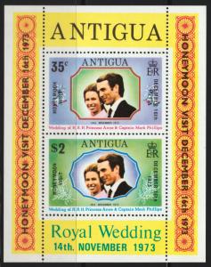 Antigua 1973 Royal Wedding 35c & $2 Miniature Sheet MNH
