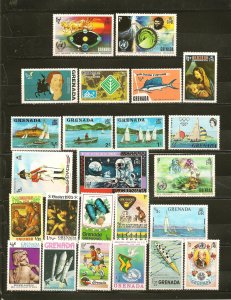 Grenada Collection of 24 Different 1970's Commemorative Stamps Mint Neve...