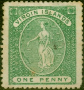 Virgin Islands 1868 1d Yellow-Green SG8 P.15 Fine Lightly Used