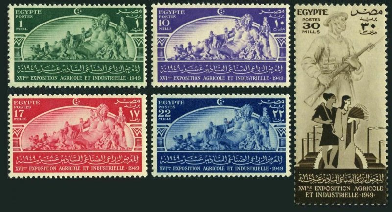 Egypt 273-277, MNH. Michel 329-233. Agricultural & Industrial EXPO, 1949.Statue.