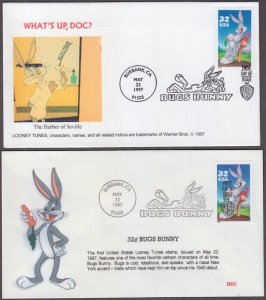 USA # 3137.1 SET of 2  DIFF FDC - BUGS BUNNY, WHOSE VOICE was MEL BLANC