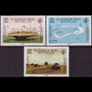 SEYCHELLES-Z.E.S. 1982 - Scott# 40-2 Aldabra Views Set of 3 NH