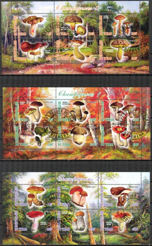 {g149} Chad 2012 Mushrooms 3 sh. Used / CTO Cinderella