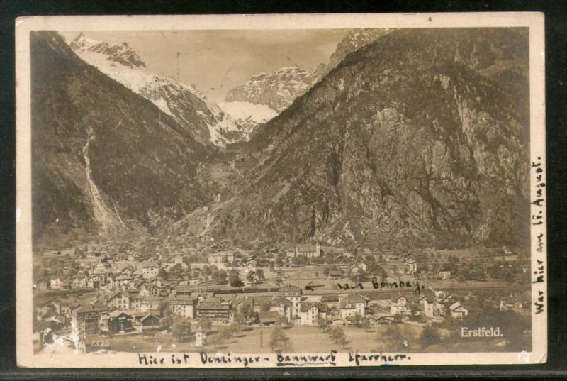 Switzerland 1933 Erstfeld Mountain Used View Post Card to India # 1454-112