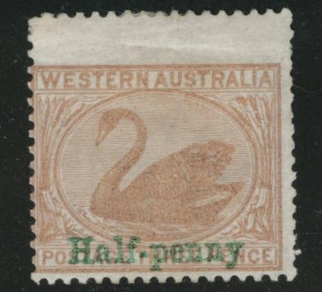 Western Australia Scott 71 MH* 1895 Swan overprint 