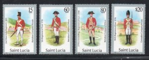 St Lucia Sc 876-879 1987 Military Uniforms stamp set mint NH