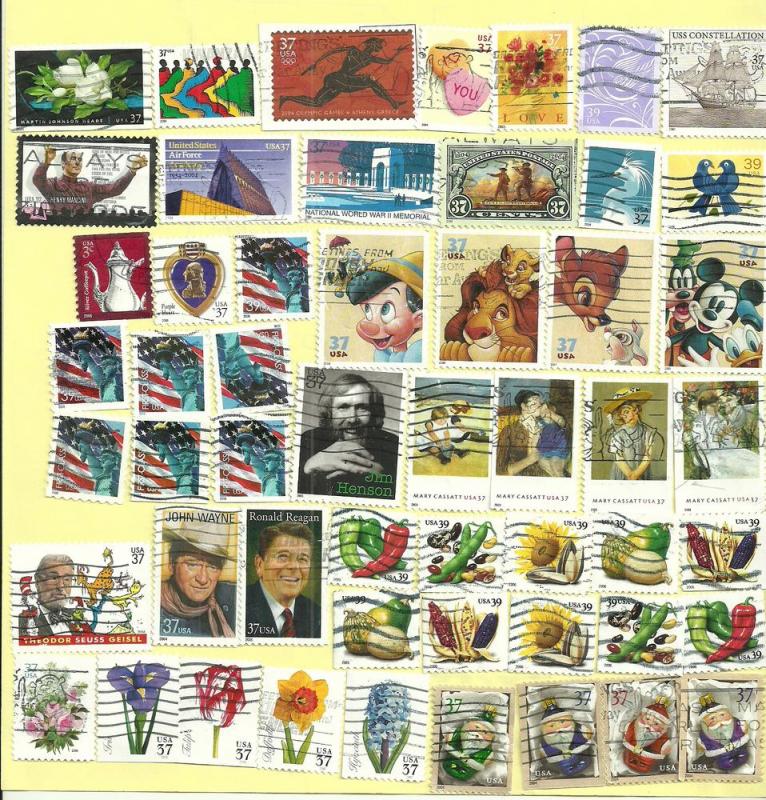 50 different different used US stamps- 2003-2006-scan 9/1